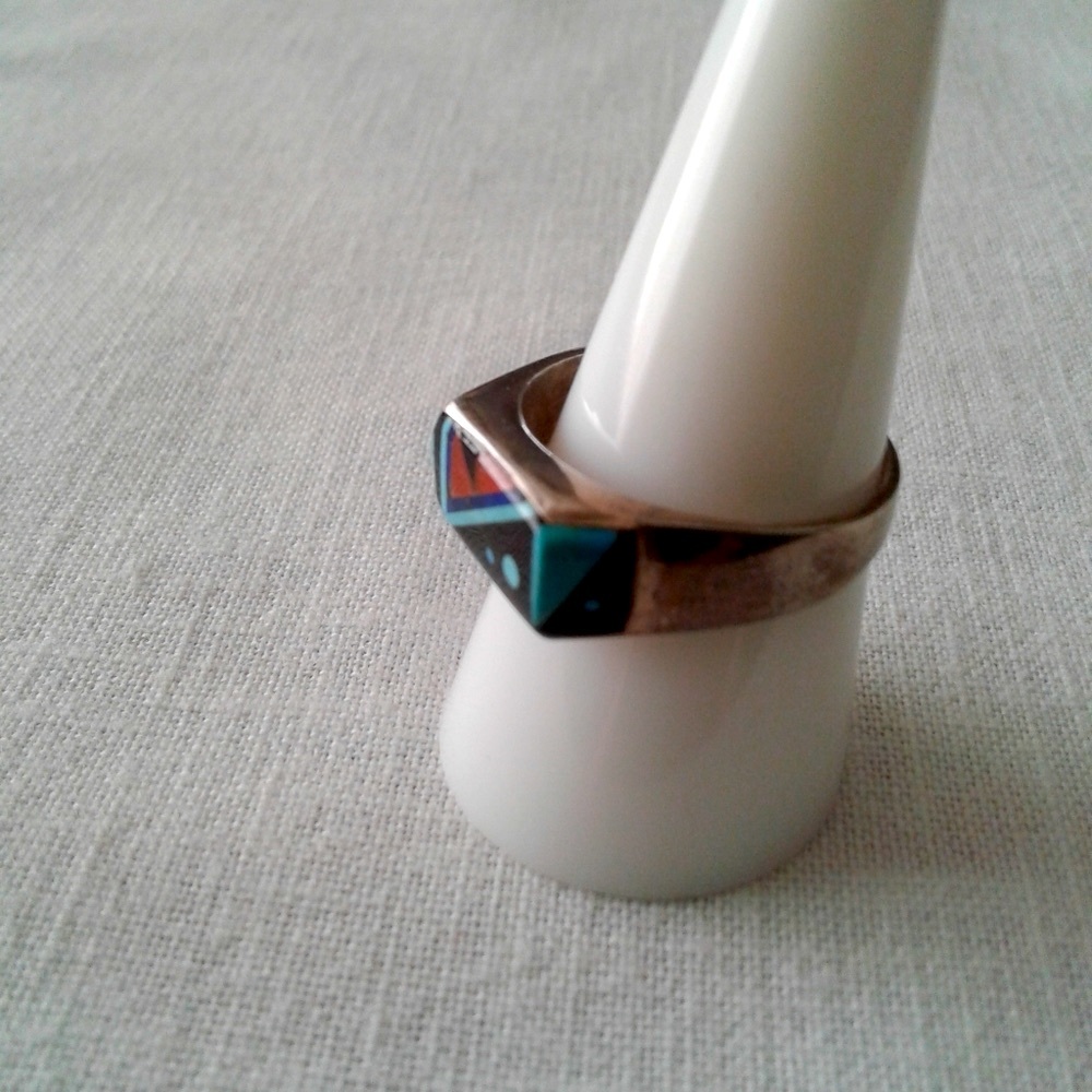Vintage Native American Zuni Multistone Ring - Picture 6 of 11
